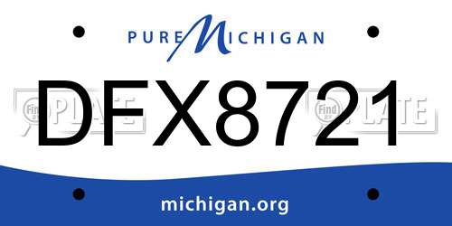DFX8721 Michigan License Plate