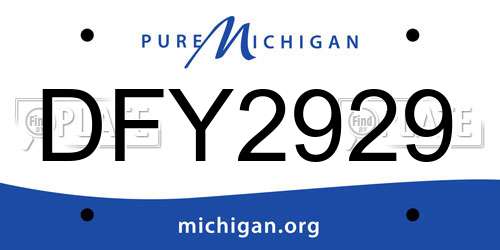 DFY2929 Michigan License Plate