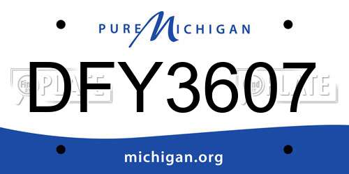 DFY3607 Michigan License Plate