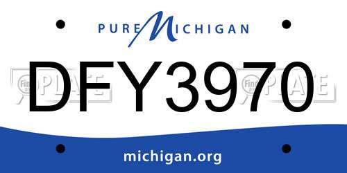 DFY3970 Michigan License Plate