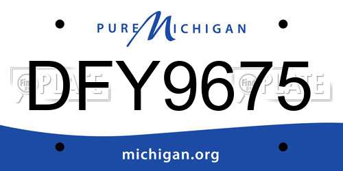 DFY9675 Michigan License Plate