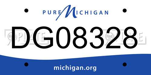 DG08328 Michigan License Plate