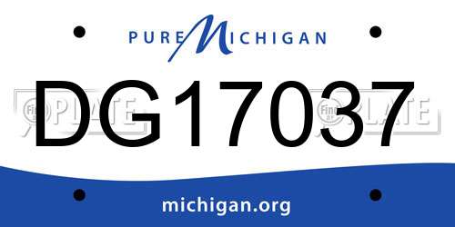DG17037 Michigan License Plate