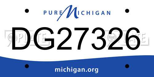 DG27326 Michigan License Plate