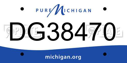 DG38470 Michigan License Plate