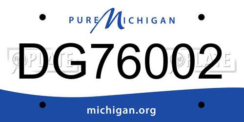 DG76002 Michigan License Plate
