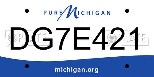 DG7E421 Michigan License Plate