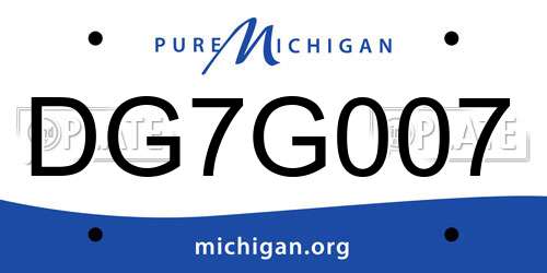 DG7G007 Michigan License Plate