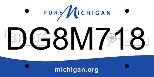 DG8M718 Michigan License Plate