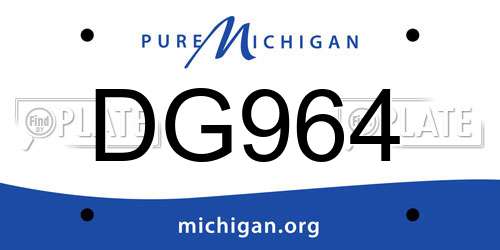 DG964 Michigan License Plate