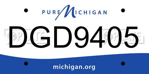 DGD9405 Michigan License Plate