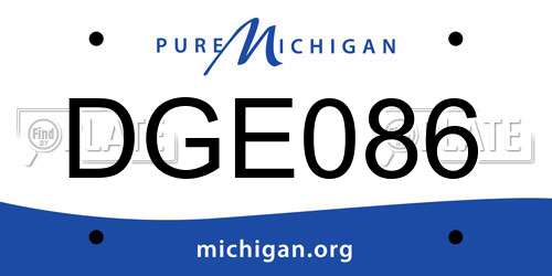 DGE086 Michigan License Plate