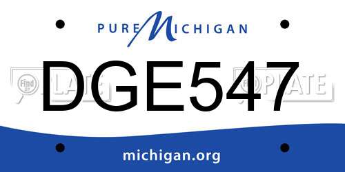DGE547 Michigan License Plate