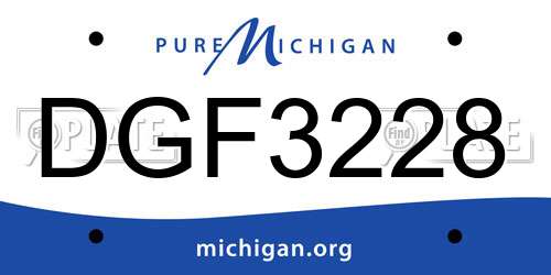 DGF3228 Michigan License Plate