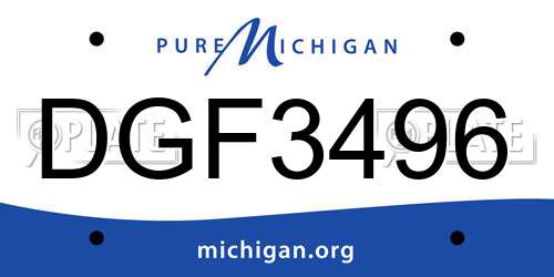 DGF3496 Michigan License Plate