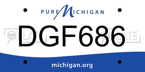 DGF686 Michigan License Plate