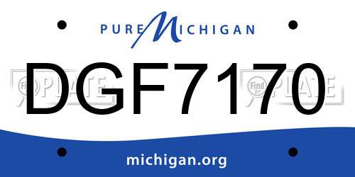 DGF7170 Michigan License Plate