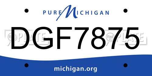 DGF7875 Michigan License Plate