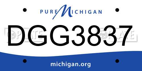 DGG3837 Michigan License Plate