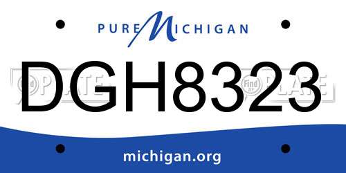 DGH8323 Michigan License Plate