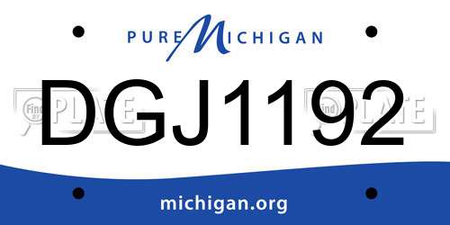 DGJ1192 Michigan License Plate