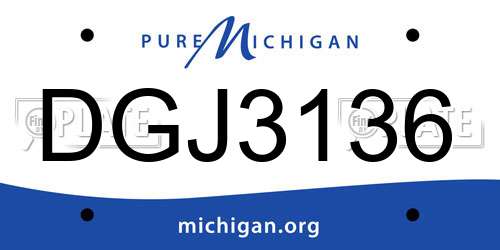 DGJ3136 Michigan License Plate