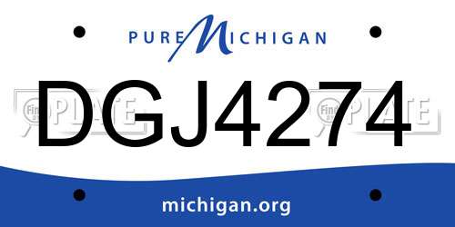 DGJ4274 Michigan License Plate