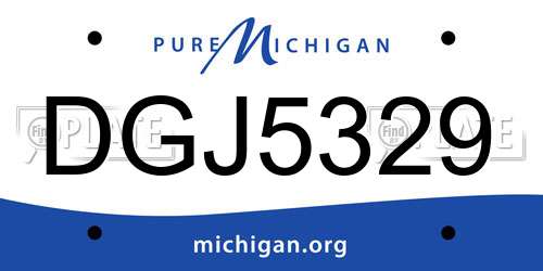 DGJ5329 Michigan License Plate