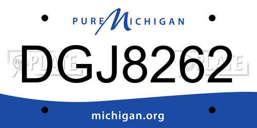DGJ8262 Michigan License Plate