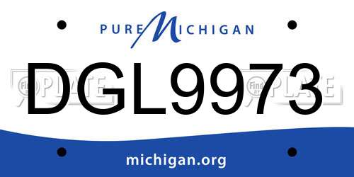 DGL9973 Michigan License Plate
