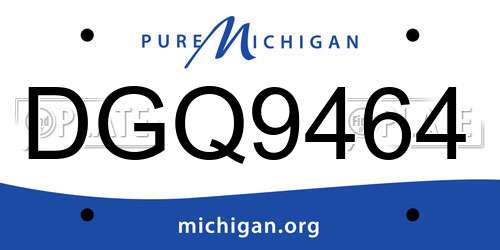 DGQ9464 Michigan License Plate