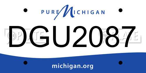DGU2087 Michigan License Plate