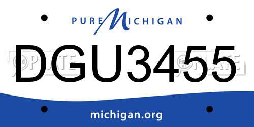 DGU3455 Michigan License Plate