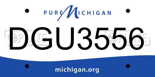 DGU3556 Michigan License Plate