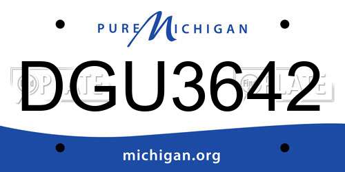 DGU3642 Michigan License Plate