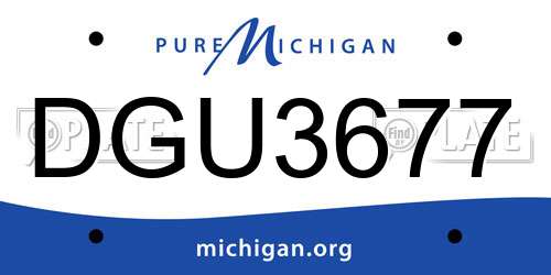 DGU3677 Michigan License Plate