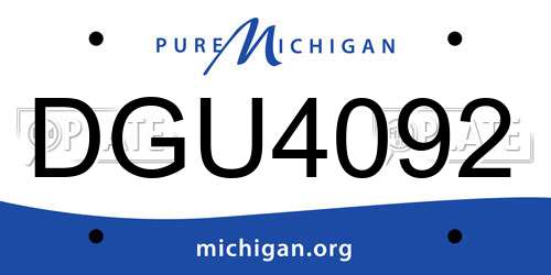 DGU4092 Michigan License Plate