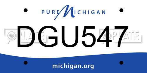 DGU547 Michigan License Plate