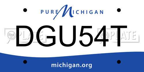 DGU54T Michigan License Plate