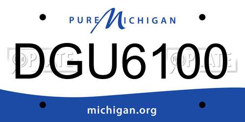DGU6100 Michigan License Plate