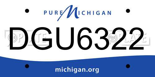 DGU6322 Michigan License Plate