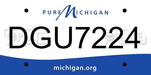 DGU7224 Michigan License Plate