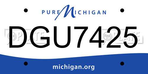 DGU7425 Michigan License Plate