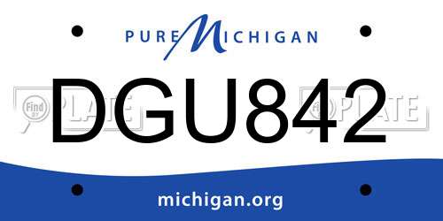 DGU842 Michigan License Plate