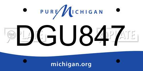 DGU847 Michigan License Plate