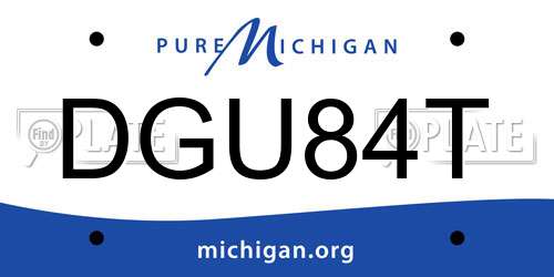 DGU84T Michigan License Plate