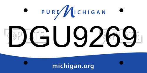 DGU9269 Michigan License Plate