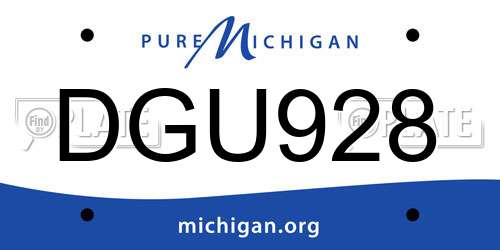 DGU928 Michigan License Plate