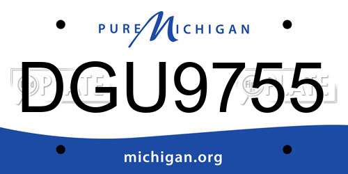 DGU9755 Michigan License Plate