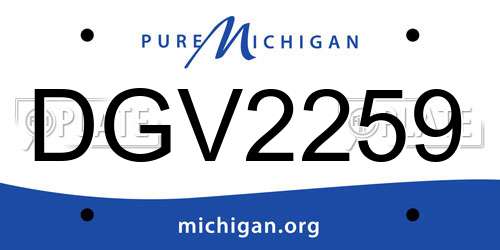 DGV2259 Michigan License Plate